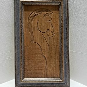 Hand carved wood horse wall art•Fargo,ND artistry